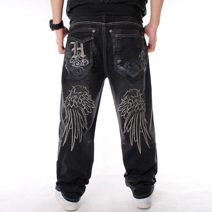 GRIND LARGE WINGS Embroidery Wings Baggy Jeans