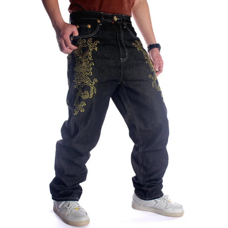 GRIND GOLDEN WINGS Embroidery Wings Baggy Jeans