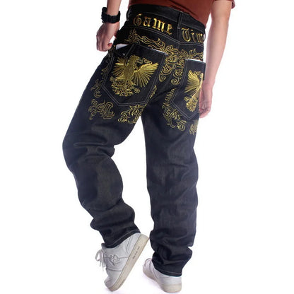 GRIND GOLDEN WINGS Embroidery Wings Baggy Jeans