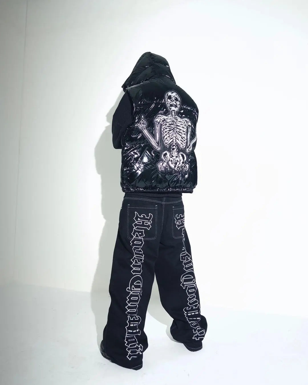 GRIND HEAVEN Embroidery Baggy Jeans