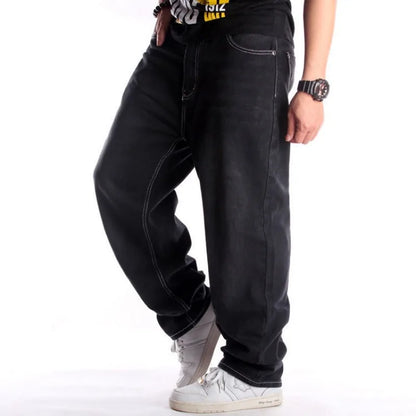 GRIND BLACK Plain Baggy Jeans