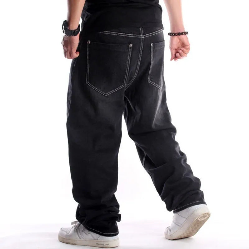 GRIND BLACK Plain Baggy Jeans