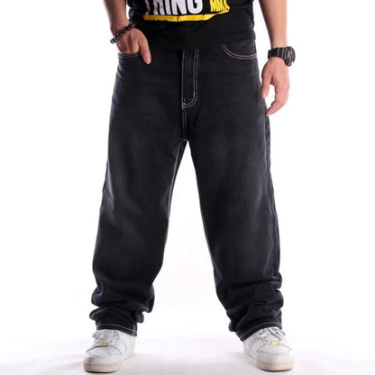 GRIND BLACK Plain Baggy Jeans