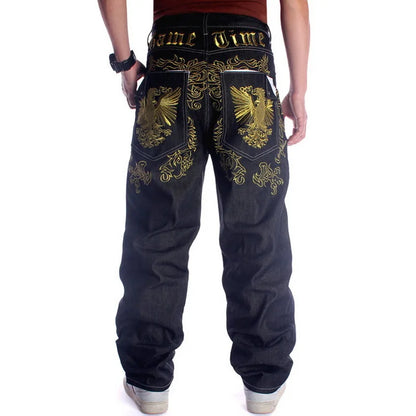 GRIND GOLDEN WINGS Embroidery Wings Baggy Jeans