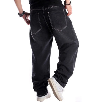 GRIND BLACK Plain Baggy Jeans